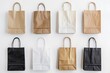 © Aliaksandr Siamko - A row of white and brown paper bags are hanging on a wall