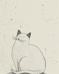 Wall Mural - A cat is sitting on a white background