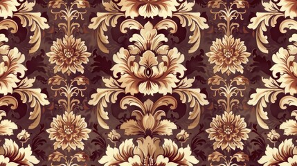 Canvas Print - Vintage floral wallpaper with a seamless baroque pattern