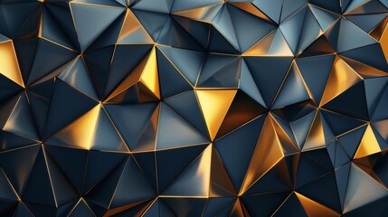 Poster - Stock artificial intelligence composition with abstract geometric shapes, dark blue background