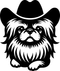 Poster - Pekingese Dog in Cowboy Hat