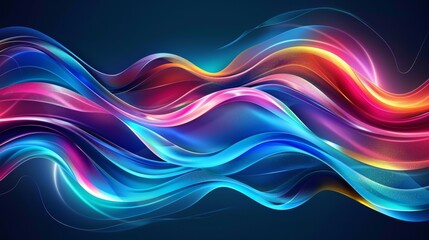 Poster - AI background with smooth lines in red, blue, and yellow