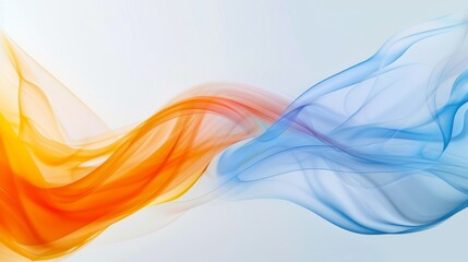 Poster - Blue and orange smooth wavy lines in a 3D rendering.