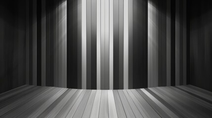 Poster - With white spotlights on an empty room, stock AI illuminates the scene in 3D.