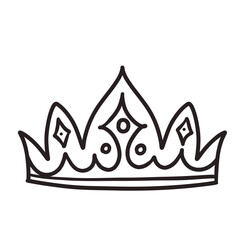 Wall Mural - Crown hand drawn doodle line icon. Simple sketch of crown of medieval monarch, tiara of king or queen, princess and prince. Luxury royalty and kingdom symbol in doodle style vector illustration