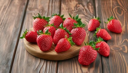Wall Mural - fresh strawberries on a wooden background