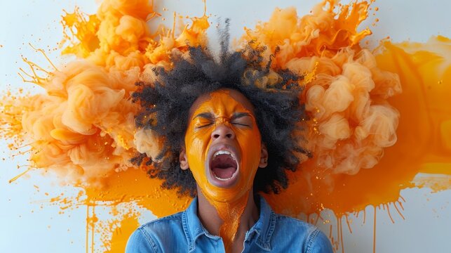 Show a person with hypoglycemia experiencing mood swings and emotional instability, their feelings oscillating between anger, sadness, and frustration.