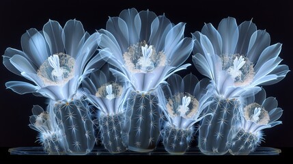 Wall Mural - X-ray scan of a potted cactus, highlighting the spines and internal structure.