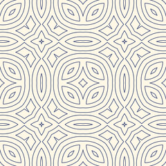 Poster - Outline ethnic abstract background. Seamless pattern with symmetric geometric ornament. Can be used for coloring books and pages, textile print, page fill. Vector illustration