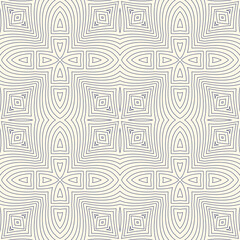 Wall Mural - Outline ethnic abstract background. Seamless pattern with symmetric geometric ornament. Can be used for coloring books and pages, textile print, page fill. Vector illustration