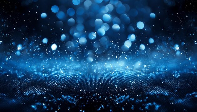 abstract dark blue digital background with sparkling blue light particles