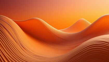 Wall Mural - a close up view of sleek wavy lines creating a sense of fluid motion against an orange gradient backdrop reflecting a minimalist aesthetic generative ai