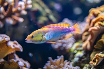 Poster - Exotic fish swimming through a coral reef