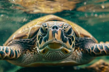 Poster - Sea turtle swimming in turquoise water