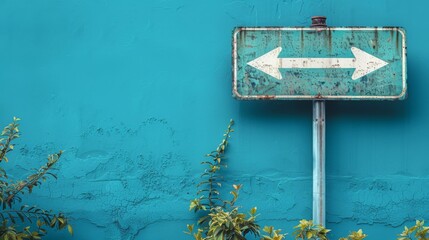 Poster - green road sign withno text, blue sky background, in the