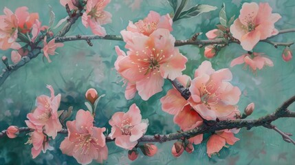 Wall Mural - Pink peach blossoms