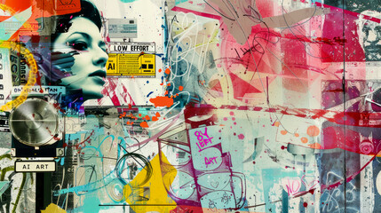 Wall Mural - Abstract graffiti of a Portrait of woman.