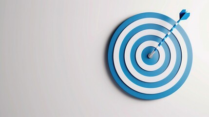 Wall Mural - Objective target in blue on a white background With copy space