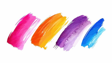 Poster - Bright spectrum of acrylic brush strokes on a white background