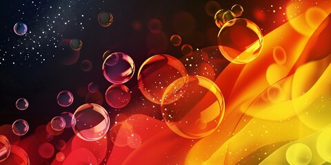 Wall Mural - Abstract background with colorful bubbles and bright lights, copy space concept