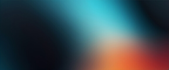 Wall Mural -  Grainy gradient background blue pink yellow abstract glowing color wave black dark backdrop noise texture banner poster header design 