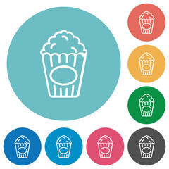 Sticker - Popcorn outline flat round icons