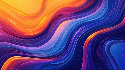 Wall Mural - A colorful, wavy line design with a yellow and orange stripe. The design is abstract and has a vibrant, energetic feel to it