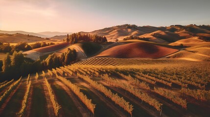 Wall Mural - Aerial panorama of the rolling hills of the Tuscan countryside.