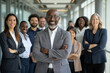 © ArtCraft - Confident business leader with diverse team. A powerful image showcasing leadership, teamwork, and corporate unity. Ideal for business presentations, marketing campaigns, and editorial content.