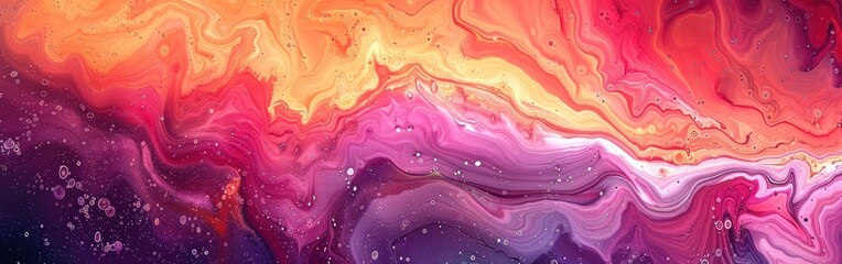 Wall Mural - Colorful Fluid Marbled Background: Abstract Oil and Acrylic Paint Illustration in Pink, Purple, and Red for Wallpaper, Banner, or Painting Texture