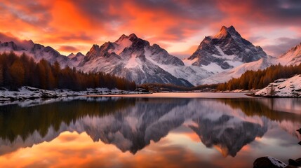 Wall Mural - Panoramic view of the Matterhorn at sunset, Switzerland.