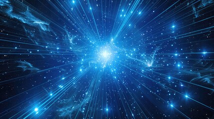 Wall Mural - Cosmic Rays and Light Blue Laser Projections