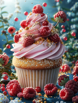 beautiful cupcakes, delicious dessert, bakery for holiday or birthday party.