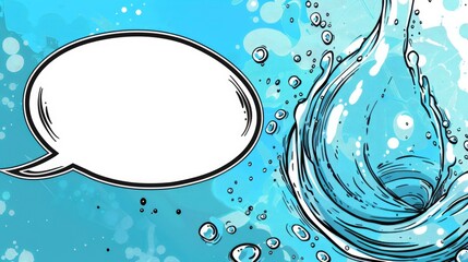 Wall Mural - Speech bubble on a cartoon water droplet