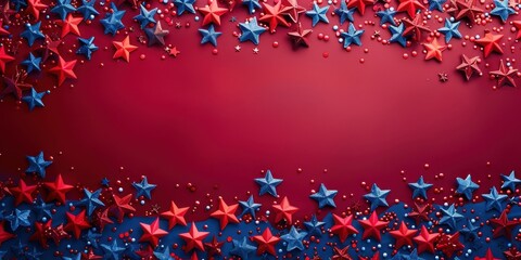Wall Mural - Red White And Blue Stars For Fourth Of July Celebration Background. Generative AI