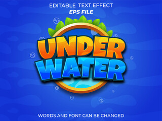 Wall Mural - under water text effect, font editable, typography, 3d text for games. vector templatef