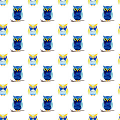 Wall Mural - seamless pattern with cute owls