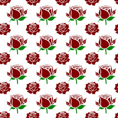 Wall Mural - abstract rose flowers and leaves seamless pattern, illustration