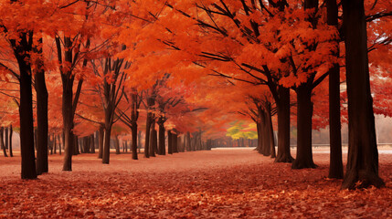 Wall Mural - Autumn Pathway Through Maple Trees