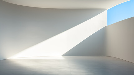 Sunlight shines into the minimalist interior