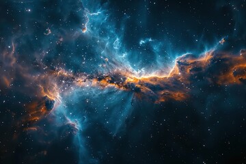 Wall Mural - A beautiful blue and orange sky with a large, glowing cloud