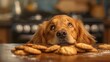 © Bijac - mischievous puppy heist golden retriever sneaking cookies from counter playful digital art