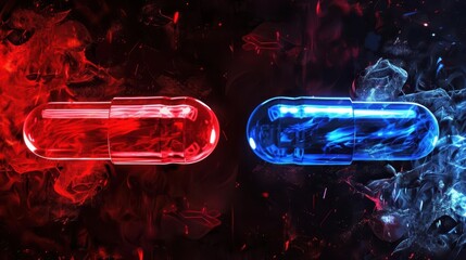 red pill or blue pill concept choice between truth and illusion belief and reality digital art