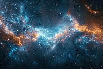 a beautiful blue and orange sky with a large, glowing cloud