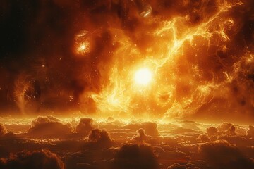 Wall Mural - A large planet with a sun in the background