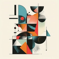 Poster - A contemporary card with sleek calligraphy and geometric shapes in bold colors. 