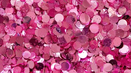 Wall Mural - Pink with chunky glitter pieces, wide-angle view, varied sizes, playful and dynamic 