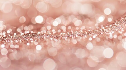 Wall Mural - Rose gold glitter on pink, close-up view, warm tones, sophisticated and glamorous 