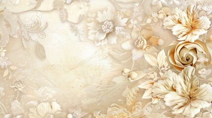 Poster - A card featuring ornate calligraphy and intricate floral patterns in a delicate, romantic style. 