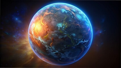 planet earth on black background